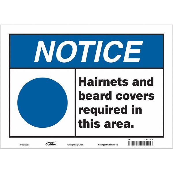 Safety Sign, 10 in Height, 14 in Width, Vinyl, Horizontal Rectangle, English, 468L09, Condor, Mfr#: 468L09
