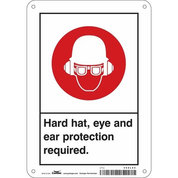 Safety Sign, 10 in Height, 7 in Width, Aluminum, Horizontal Rectangle, English, 468L66, Condor, Mfr#: 468L66
