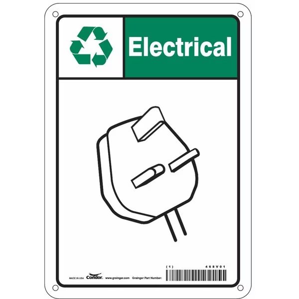 Safety Sign, 10 in Height, 7 in Width, Polyethylene, Horizontal Rectangle, English, 468V01, CONDOR, Mfr# 468V01