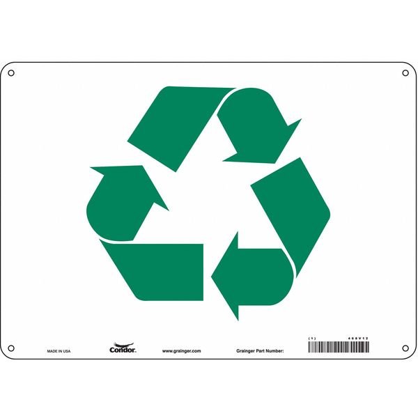 Recycle Sign, 14 in W x 10 in H, Horizontal Rectangle, Aluminum, 468V12, Condor, Mfr#: 468V12