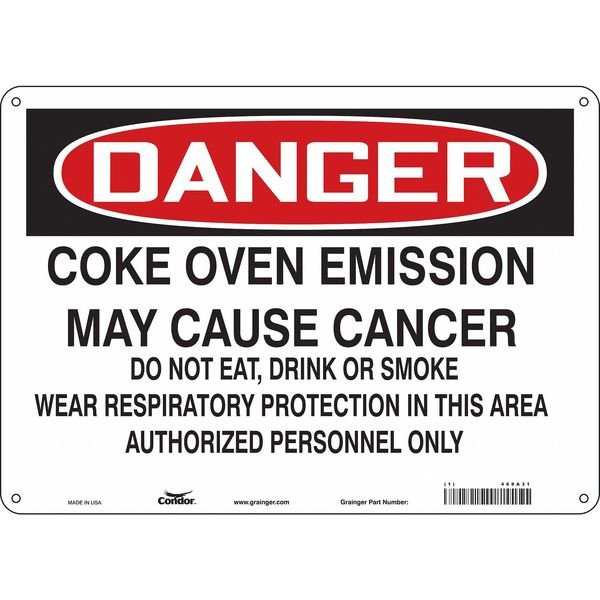 Safety Sign, 10 in Height, 14 in Width, Aluminum, Horizontal Rectangle, English, 468A31, CONDOR, Mfr# 468A31