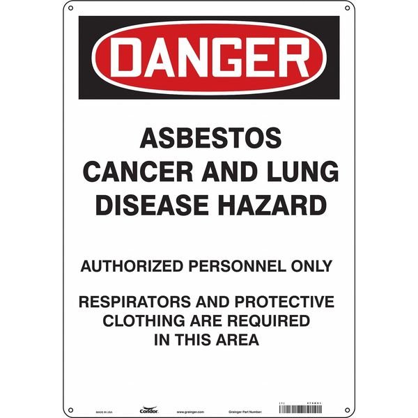 Safety Sign, 20 in Height, 14 in Width, Aluminum, Vertical Rectangle, English, CONDOR, Mfr# 479K91