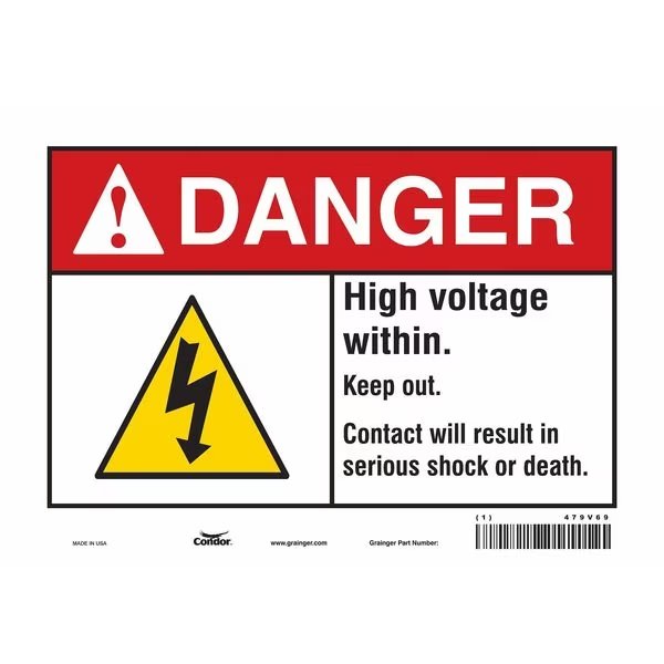 Safety Sign, 7 in Height, 10 in Width, Vinyl, Vertical Rectangle, English, 479V69, Condor, Mfr#: 479V69