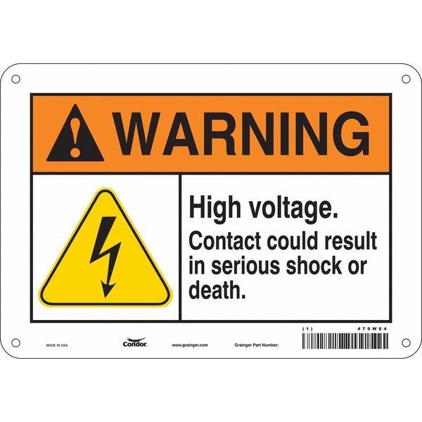 Safety Sign, 7 in Height, 10 in Width, Polyethylene, Vertical Rectangle, English, 479W84, Condor, Mfr#: 479W84