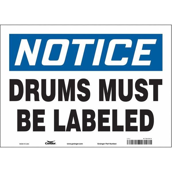 Safety Sign, 10 in Height, 14 in Width, Vinyl, Horizontal Rectangle, English, 470G95, CONDOR, Mfr# 470G95