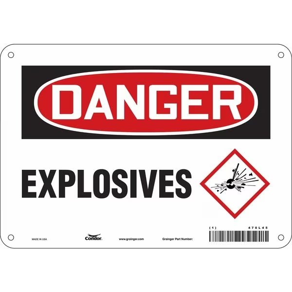 Safety Sign, 7 in Height, 10 in Width, Aluminum, Vertical Rectangle, English, 470L45, CONDOR, Mfr# 470L45
