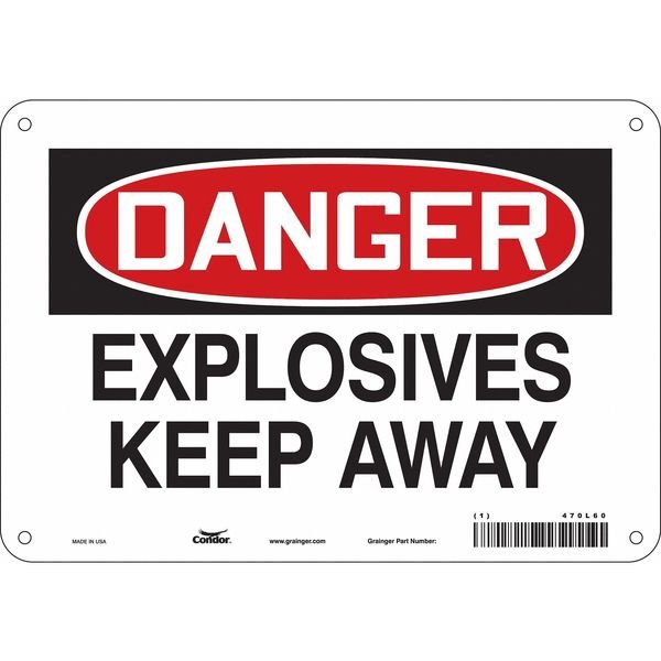 Safety Sign, 7 in Height, 10 in Width, Aluminum, Vertical Rectangle, English, 470L60, Condor, Mfr#: 470L60