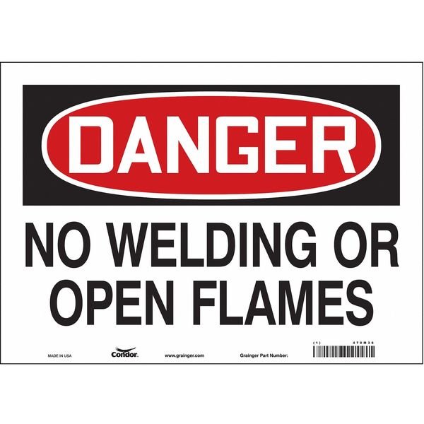 Safety Sign, 10 in Height, 14 in Width, Vinyl, Horizontal Rectangle, English, 470M36, CONDOR, Mfr# 470M36