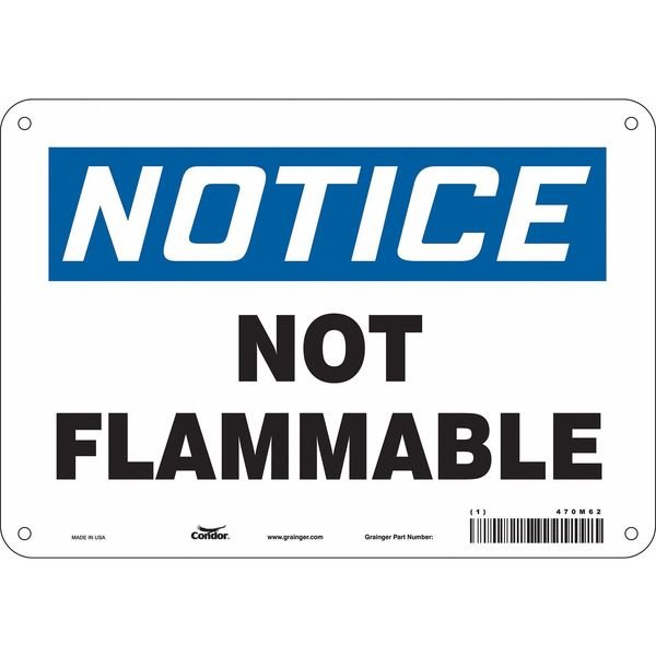 Safety Sign, 7 in Height, 10 in Width, Aluminum, Vertical Rectangle, English, 470M62, CONDOR, Mfr# 470M62