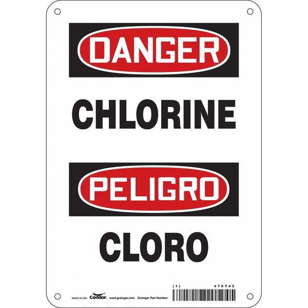 Safety Sign, 10 in H, 7 in W, Horizontal Rectangle, English, Spanish, 470T45, CONDOR, Mfr# 470T45