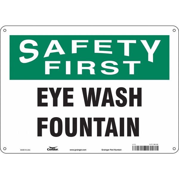 Safety Sign, 10 in Height, 14 in Width, Aluminum, Horizontal Rectangle, English, 471D88, Condor, Mfr#: 471D88