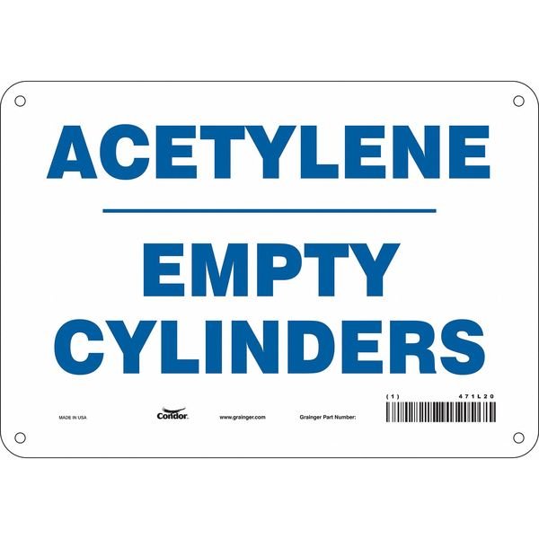 Safety Sign, 7 in Height, 10 in Width, Polyethylene, Vertical Rectangle, English, 471L20, Condor, Mfr#: 471L20