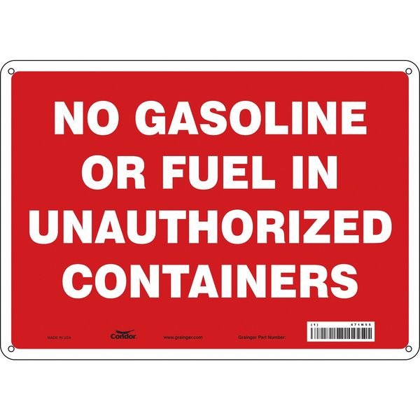Safety Sign, 10 in Height, 14 in Width, Polyethylene, Horizontal Rectangle, English, 471N55, CONDOR, Mfr# 471N55