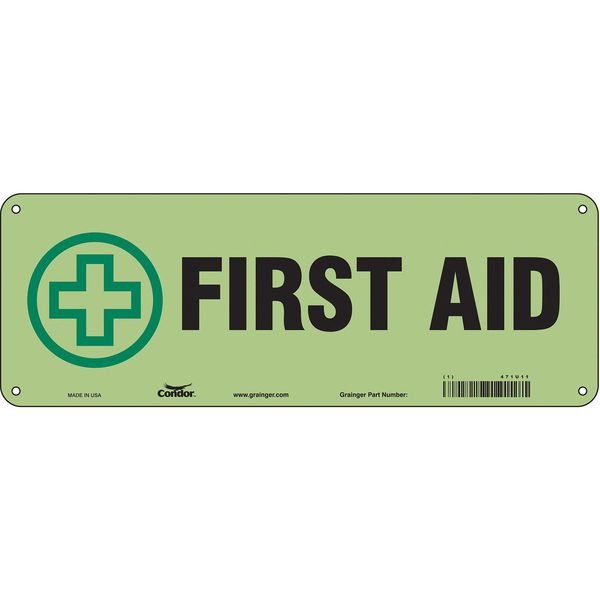 First Aid, 14 in W x 5 in H, Vertical Rectangle, Polyethylene, 471U11, Condor, Mfr#: 471U11