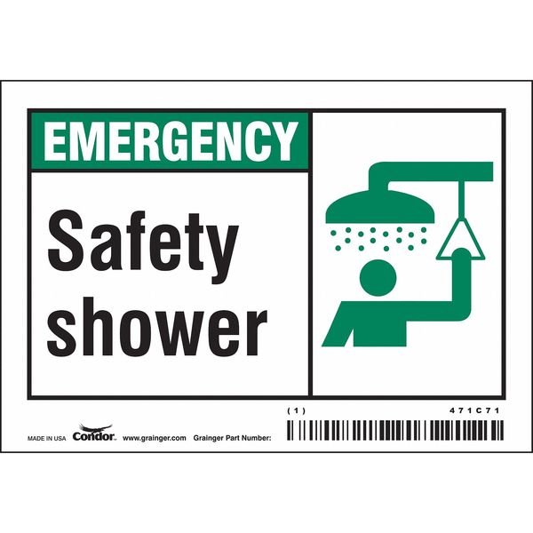 Safety Sign, 3 1/2 in Height, 5 in Width, Vinyl, Horizontal Rectangle, English, 471C71, CONDOR, Mfr# 471C71
