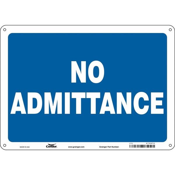 Safety Sign, 10 in Height, 14 in Width, Polyethylene, Horizontal Rectangle, English, 472H74, CONDOR, Mfr# 472H74