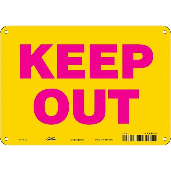 Safety Sign, 7 in Height, 10 in Width, Aluminum, Vertical Rectangle, English, 472H44, CONDOR, Mfr# 472H44