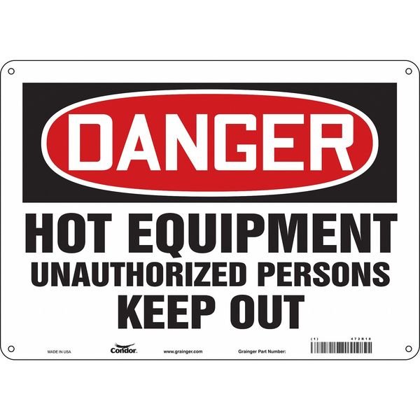 Safety Sign, 10 in Height, 14 in Width, Polyethylene, Horizontal Rectangle, English, 472R18, CONDOR, Mfr# 472R18
