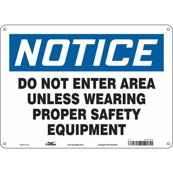 Safety Sign, 10 in Height, 14 in Width, Polyethylene, Horizontal Rectangle, English, 472U85, CONDOR, Mfr# 472U85