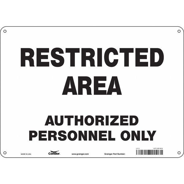 Safety Sign, 10 in Height, 14 in Width, Polyethylene, Horizontal Rectangle, English, 472X49, CONDOR, Mfr# 472X49