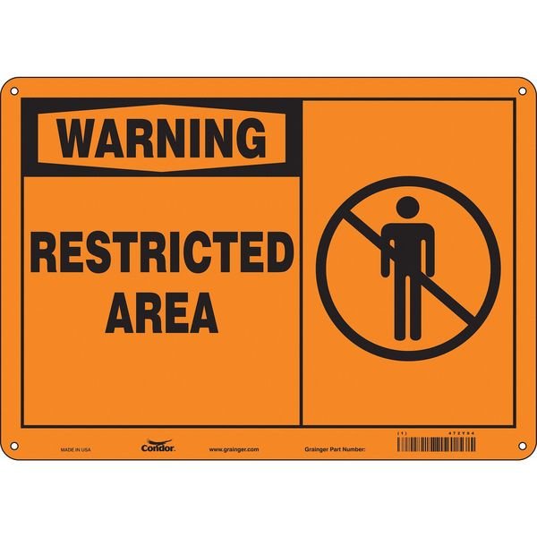 Safety Sign, 10 in Height, 14 in Width, Aluminum, Horizontal Rectangle, English, 472Y94, CONDOR, Mfr# 472Y94