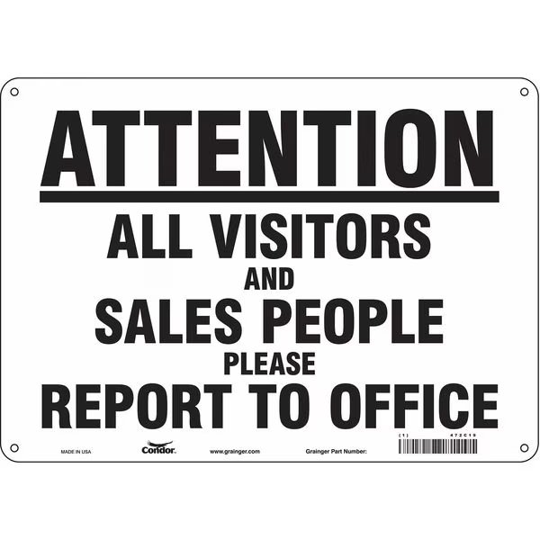 Safety Sign, 10 in Height, 14 in Width, Aluminum, Horizontal Rectangle, English, 472C19, CONDOR, Mfr# 472C19