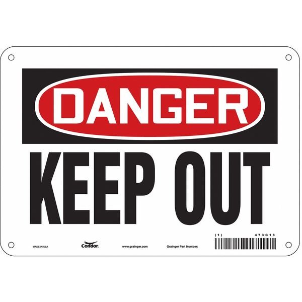 Safety Sign, 7 in Height, 10 in Width, Polyethylene, Vertical Rectangle, English, 473G16, CONDOR, Mfr# 473G16