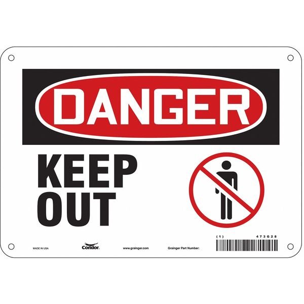 Safety Sign, 7 in Height, 10 in Width, Polyethylene, Vertical Rectangle, English, 473G28, CONDOR, Mfr# 473G28