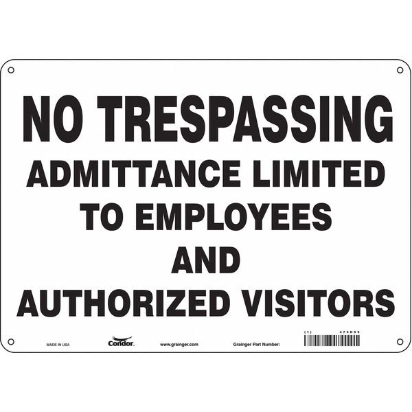 Safety Sign, 10 in Height, 14 in Width, Aluminum, Horizontal Rectangle, English, 473H59, CONDOR, Mfr# 473H59