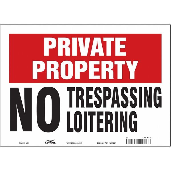 Safety Sign, 10 in Height, 14 in Width, Vinyl, Horizontal Rectangle, English, 473M16, Condor, Mfr#: 473M16