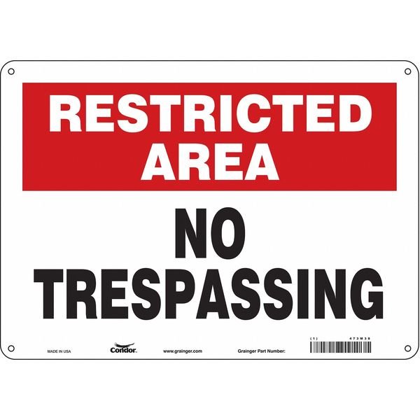Safety Sign, 10 in Height, 14 in Width, Polyethylene, Horizontal Rectangle, English, 473M38, CONDOR, Mfr# 473M38