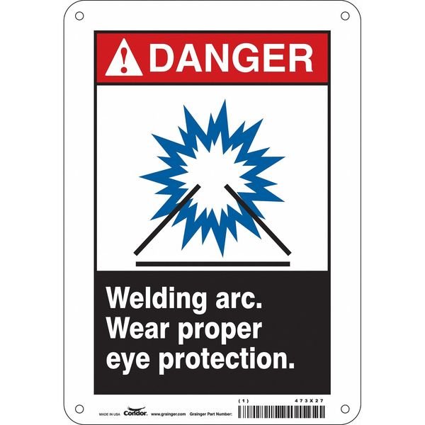 Safety Sign, 10 in Height, 7 in Width, Aluminum, Horizontal Rectangle, English, 473X27, Condor, Mfr#: 473X27