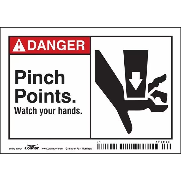 Safety Sign, 3 1/2 in Height, 5 in Width, Vinyl, Horizontal Rectangle, English, 475D23, CONDOR, Mfr# 475D23