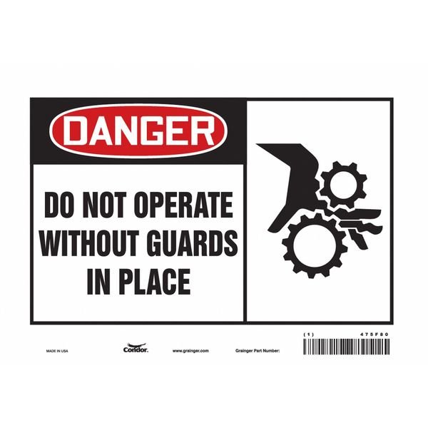Safety Sign, 7 in Height, 10 in Width, Vinyl, Vertical Rectangle, English, 475F80, CONDOR, Mfr# 475F80