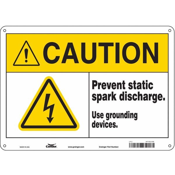 Safety Sign, 10 in Height, 14 in Width, Polyethylene, Horizontal Rectangle, English, 475L82, CONDOR, Mfr# 475L82