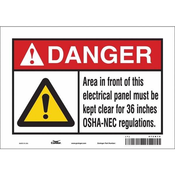 Safety Sign, 7 in Height, 10 in Width, Vinyl, Vertical Rectangle, English, 475N79, CONDOR, Mfr# 475N79