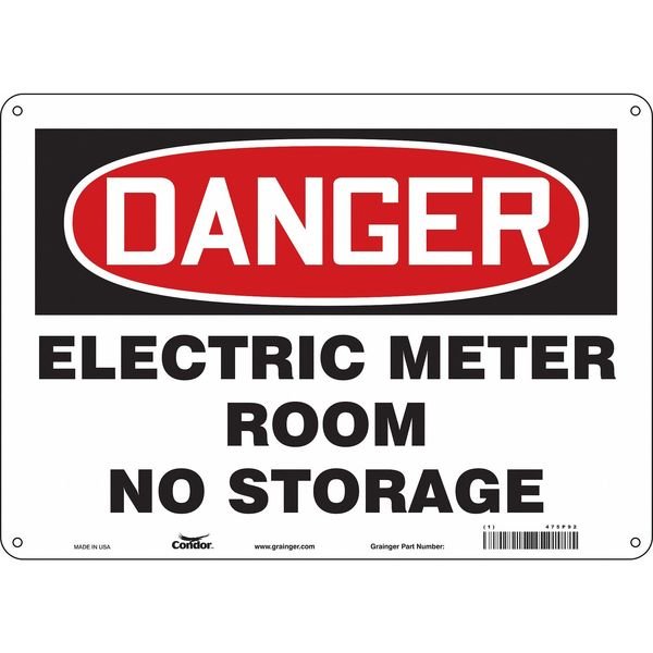 Safety Sign, 10 in Height, 14 in Width, Aluminum, Horizontal Rectangle, English, 475P92, CONDOR, Mfr# 475P92