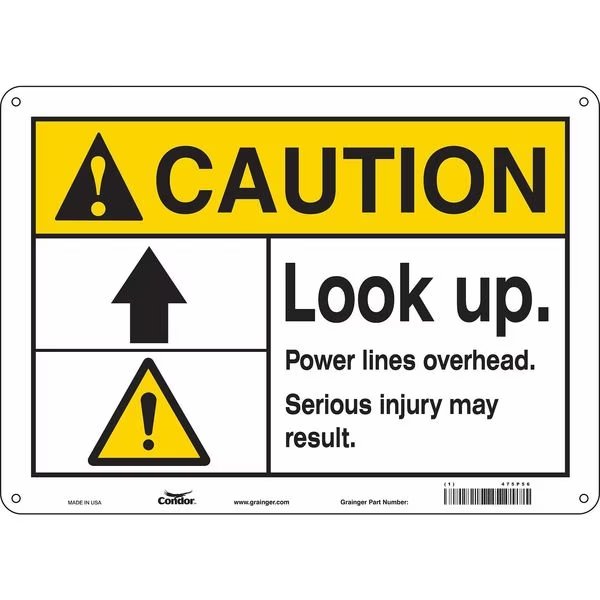 Safety Sign, 10 in Height, 14 in Width, Aluminum, Horizontal Rectangle, English, 475P56, CONDOR, Mfr# 475P56