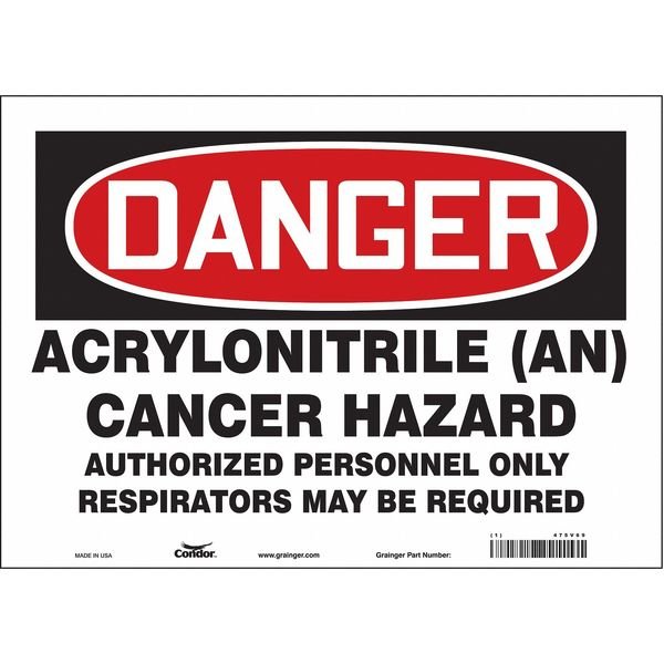 Safety Sign, 10 in Height, 14 in Width, Vinyl, Horizontal Rectangle, English, 475V69, CONDOR, Mfr# 475V69