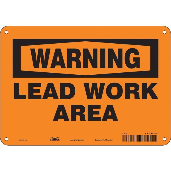 Safety Sign, 7 in Height, 10 in Width, Polyethylene, Vertical Rectangle, English, 475W16, CONDOR, Mfr# 475W16