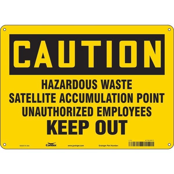 Chemical Sign, 10 in H, 14 in W, Polyethylene, Horizontal Rectangle, English, 475X97, CONDOR, Mfr# 475X97