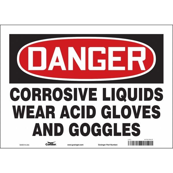 Safety Sign, 10 in Height, 14 in Width, Vinyl, Horizontal Rectangle, English, 475Y97, CONDOR, Mfr# 475Y97