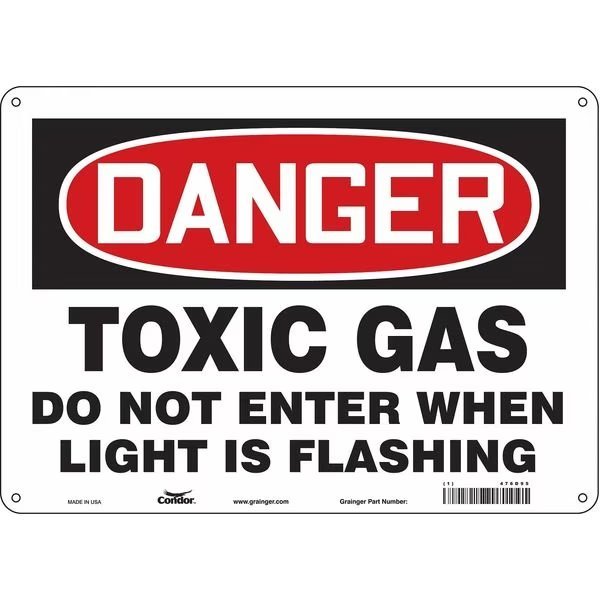 Chemical Sign, 10 in H, 14 in W, Polyethylene, Horizontal Rectangle, English, 476D95, CONDOR, Mfr# 476D95
