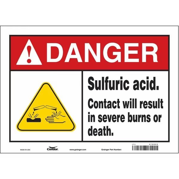 Chemical Sign, 10 in H, 14 in W, Vinyl, Horizontal Rectangle, English, 476D65, CONDOR, Mfr# 476D65