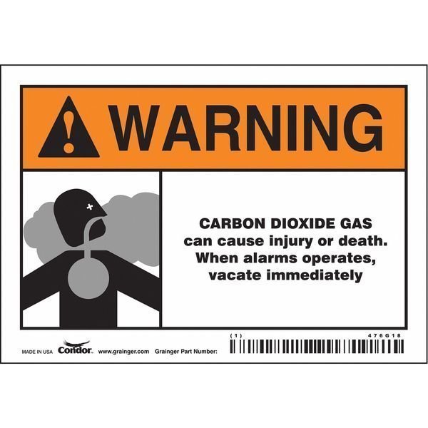 Chemical Sign, 3 1/2 in H, 5 in W, Vinyl, Horizontal Rectangle, English, 476G18, CONDOR, Mfr# 476G18