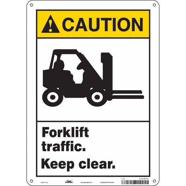 Safety Sign, 14 in Height, 10 in Width, Polyethylene, Vertical Rectangle, English, 476N85, CONDOR, Mfr# 476N85