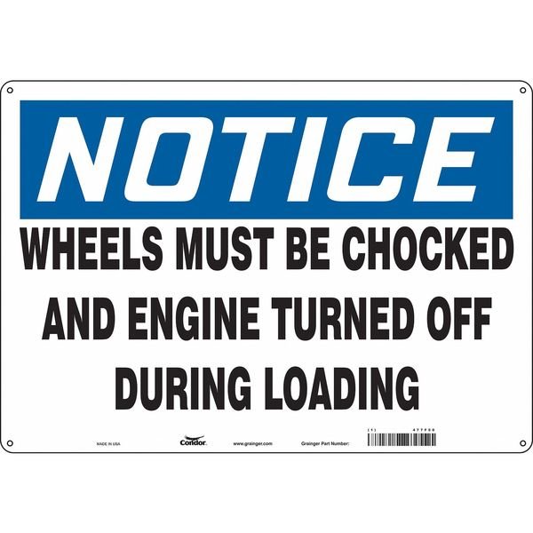 Safety Sign, 14 in H, 20 in W, Polyethylene, Horizontal Rectangle, English, 477F50, CONDOR, Mfr# 477F50