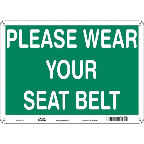 Safety Sign, 10 in Height, 14 in Width, Aluminum, Horizontal Rectangle, English, 477G35, Condor, Mfr#: 477G35