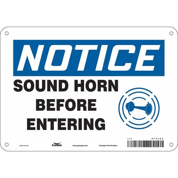 Safety Sign, 7 in Height, 10 in Width, Vinyl, Vertical Rectangle, English, 477J02, Condor, Mfr#: 477J02