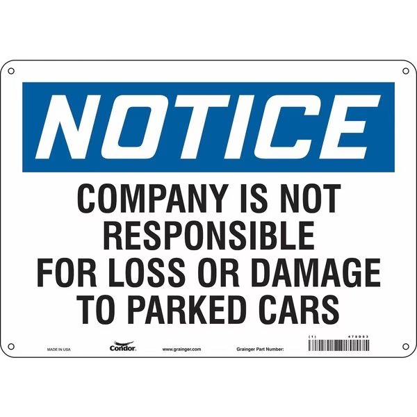 Parking Lot Damage Advisory Sign, 10